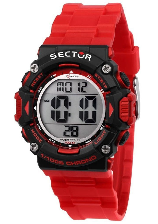 Sector EX-32 digitalt rött polyuretanarmband Quartz R3251544002 100M herrklocka