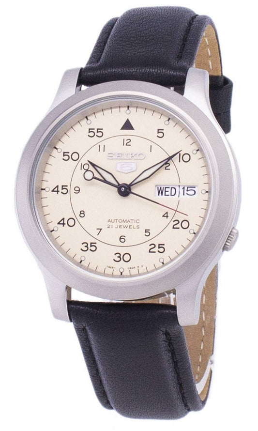 Seiko 5 Military SNK803K2-var-SS3 Automatisk svart läderrem herrklocka