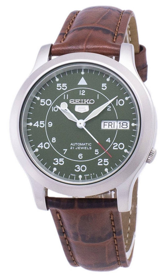Seiko 5 Military SNK805K2-var-SS2 Automatisk brunt läderarmband herrklocka