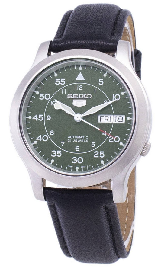 Seiko 5 Military SNK805K2-var-SS3 Automatisk svart läderrem herrklocka