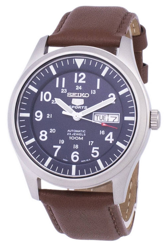 Seiko 5 Sports Automatisk Brunt Läder SNZG11K1-var-LS12 100M herrklocka