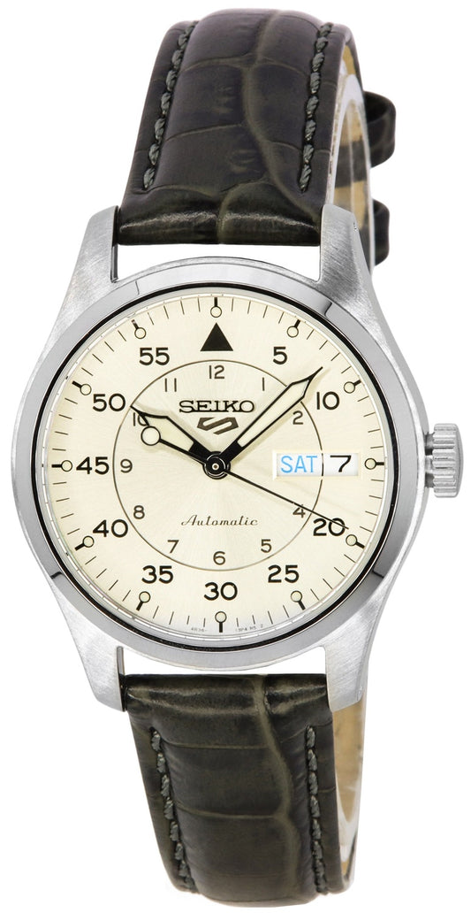 Seiko 5 Sports GMT Champagne Flieger Suit Style Läderrem Automatisk SRPJ87K1 100M herrklocka