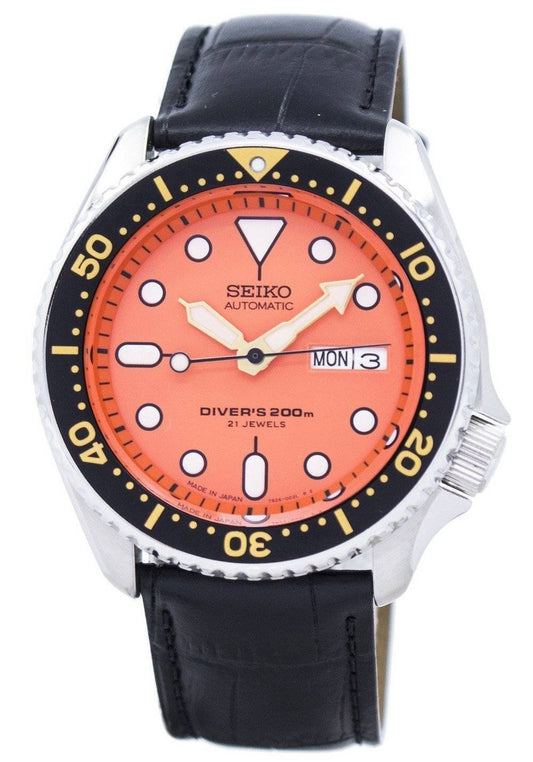 Seiko Automatic Diver's Black Leather SKX011J1-var-LS6 200M herrklocka