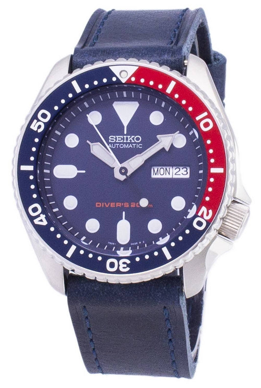 Seiko Automatic SKX009K1-var-LS13 Diver's 200M mörkblå läderrem herrklocka