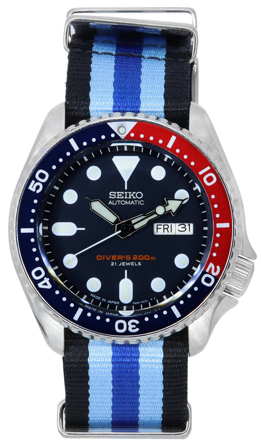 Seiko Blue Dial Automatic Diver's SKX009J1-var-NATO20 200M herrklocka