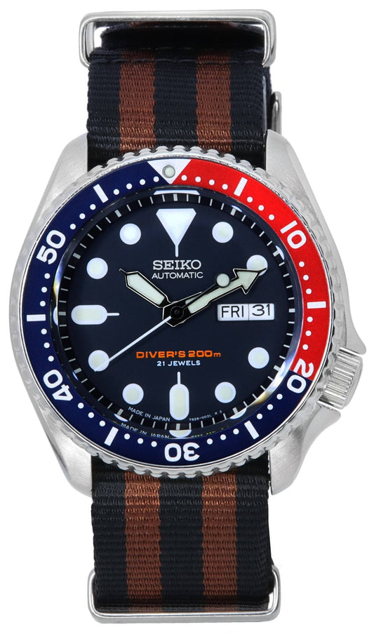 Seiko Blue Dial Automatic Diver's SKX009J1-var-NATO22 200M herrklocka