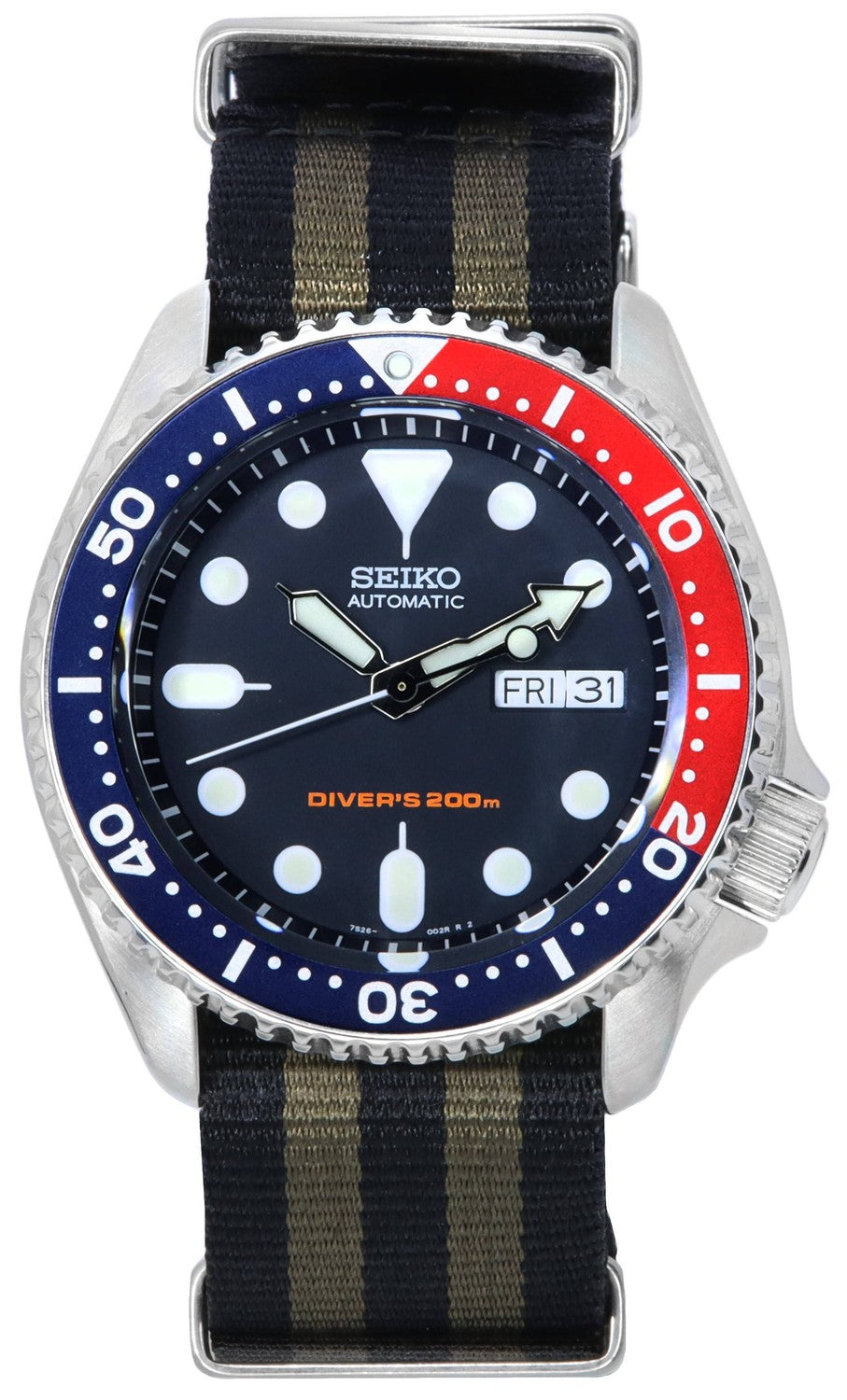 Seiko Blue Dial Automatic Diver's SKX009K1-var-NATO21 200M herrklocka