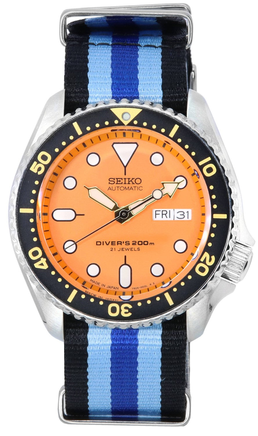 Seiko Orange Dial Automatic Diver's SKX011J1-var-NATO20 200M herrklocka