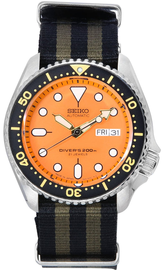 Seiko Orange Dial Automatic Diver's SKX011J1-var-NATO21 200M herrklocka