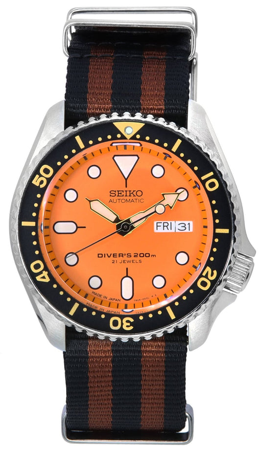 Seiko Orange Dial Automatic Diver's SKX011J1-var-NATO22 200M herrklocka