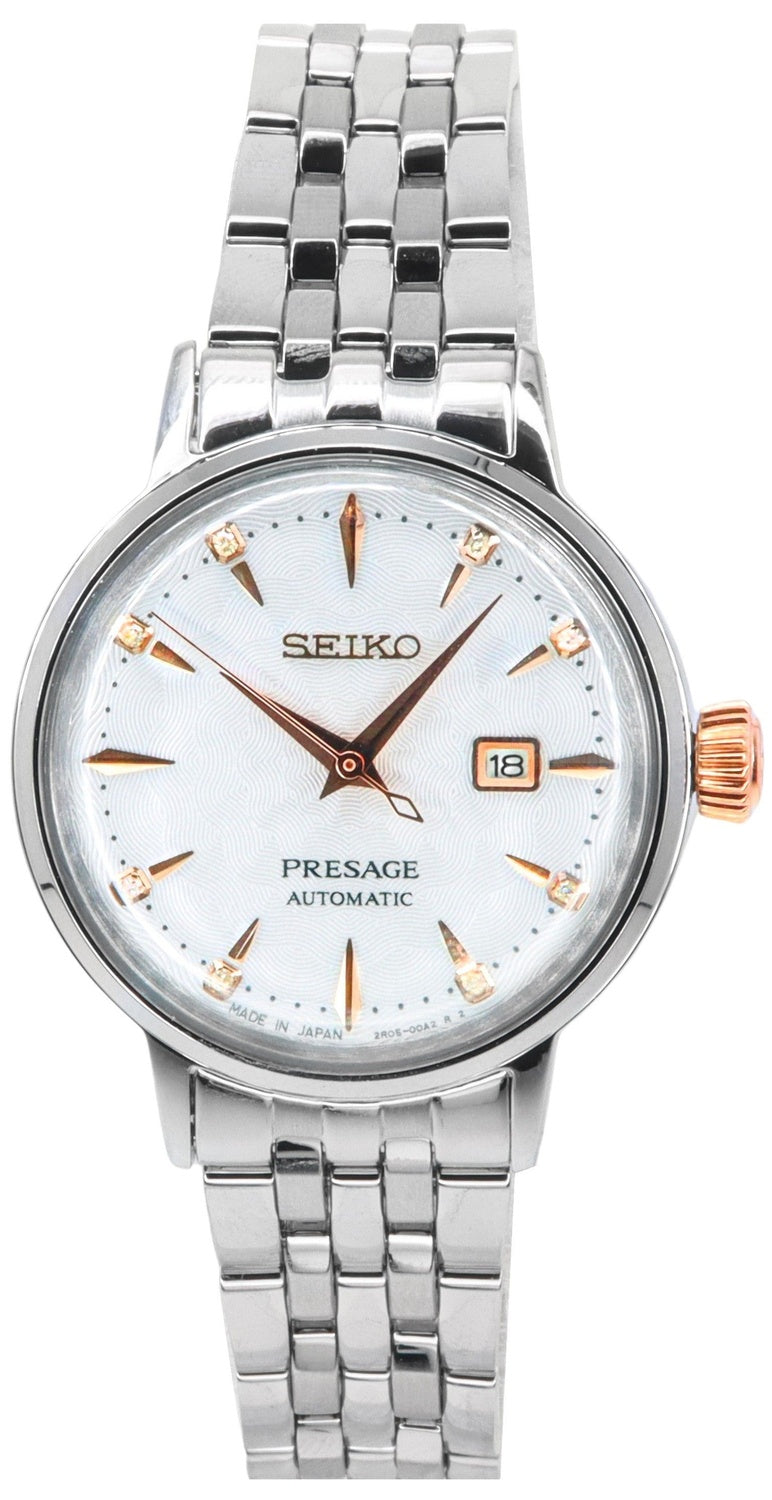 Seiko Presage Cocktail Time Clover Club Diamond Accenter Vit urtavla Automatisk SRE009J1 Damklocka