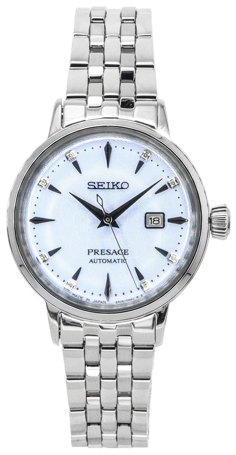 Seiko Presage Cocktail Time Fallskärmshoppning Diamond Accenter Blue Dial Automatisk SRE007J1 Damklocka