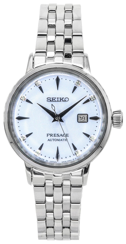 Seiko Presage Cocktail Time Fallskärmshoppning Diamond Accenter Blue Dial Automatisk SRE007J1 Damklocka