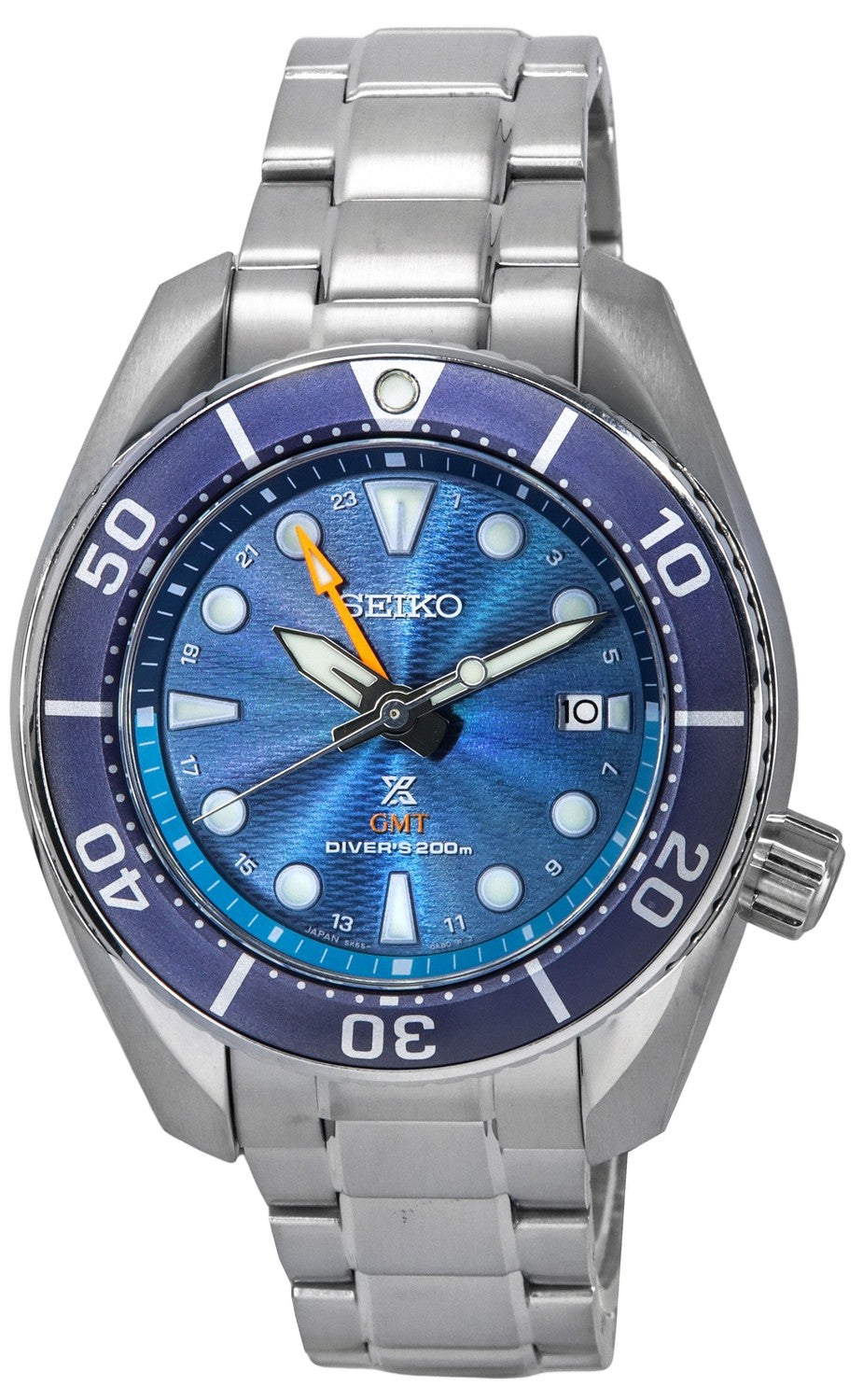 Seiko Prospex Sea Aqua Sumo GMT Blue Dial Solar Diver's SFK001J1 200M herrklocka