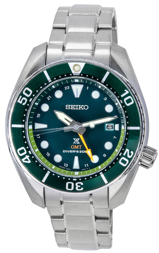 Seiko Prospex Sea Aqua Sumo GMT Green Dial Solar Diver's SFK003J1 200M herrklocka