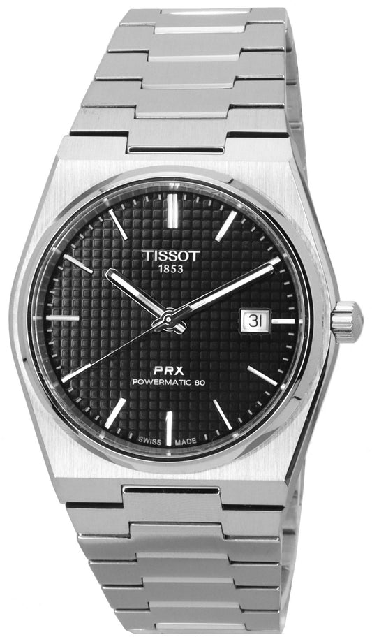 Tissot PRX T-Classic Powermatic 80 rostfritt stål svart urtavla T137.407.11.051.00 T1374071105100 100M herrklocka