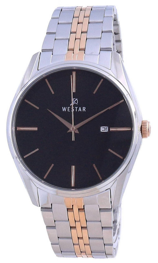 Westar Black Dial Two Tone Stainless Steel Quartz 50210 SPN 603 Herrklocka