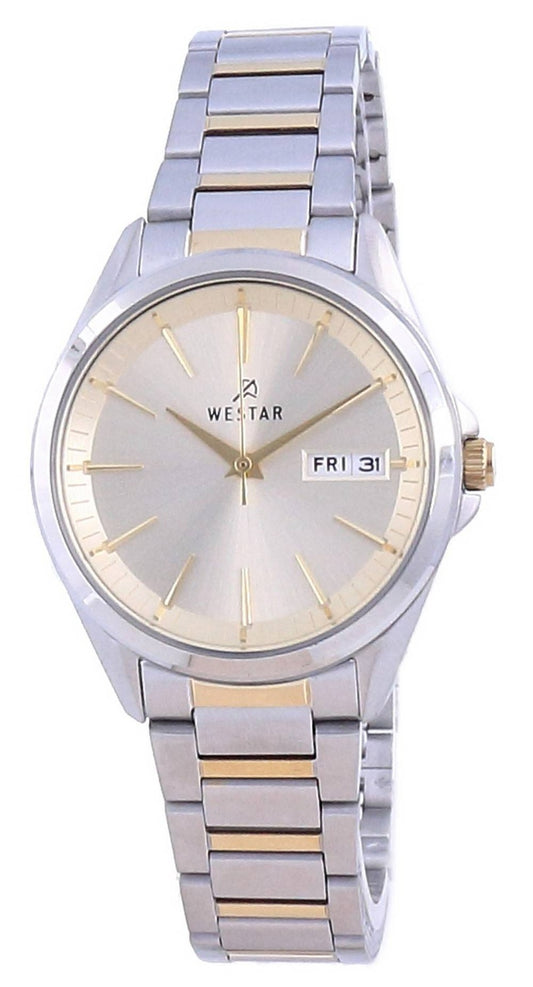 Westar Champagne Urtavla Two Tone Stainless Steel Quartz 40212 CBN 102 Damklocka