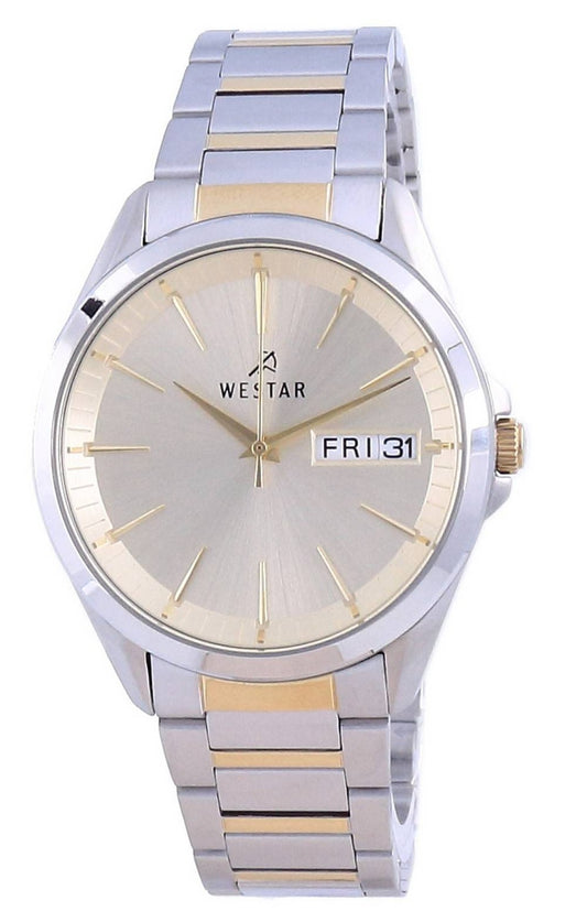 Westar Champagne Urtavla Two Tone Stainless Steel Quartz 50212 CBN 102 Herrklocka
