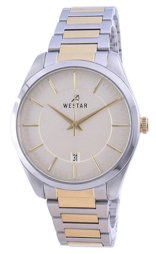 Westar Champagne Urtavla Two Tone Stainless Steel Quartz 50213 CBN 102 Herrklocka