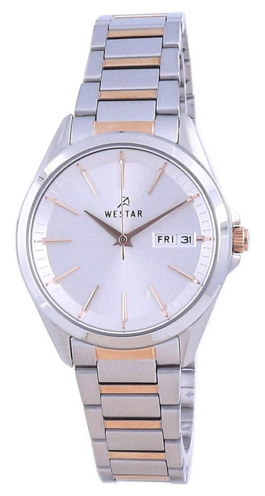 Westar Silver Dial Two Tone Stainless Steel Quartz 40212 SPN 607 Damklocka