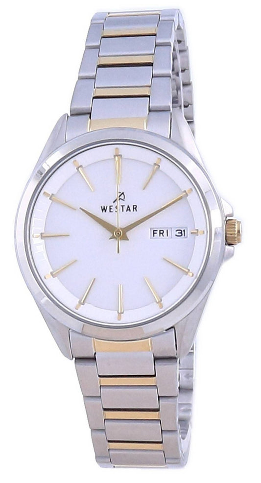 Westar White Dial Two Tone Stainless Steel Quartz 40212 CBN 101 Damklocka