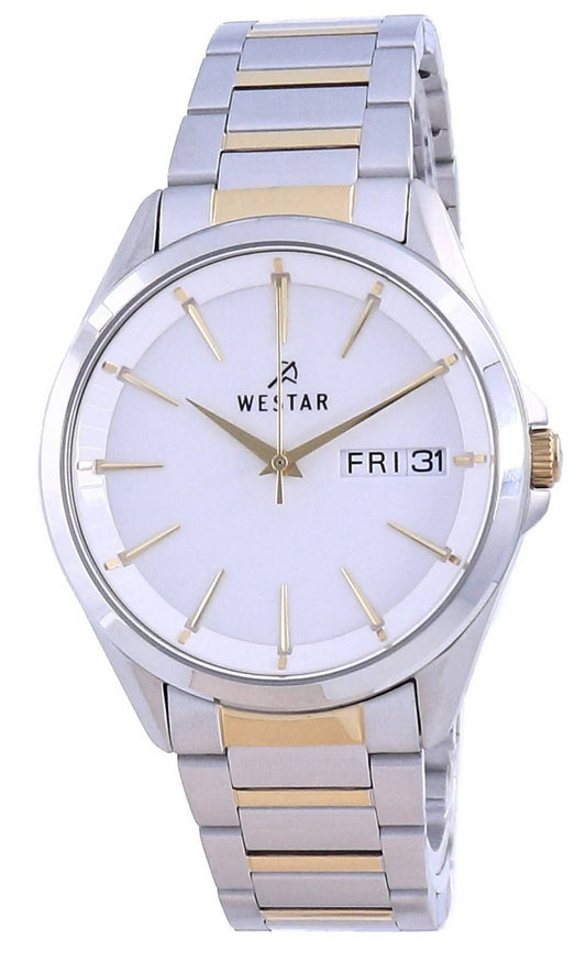 Westar White Dial Two Tone Stainless Steel Quartz 50212 CBN 101 Herrklocka