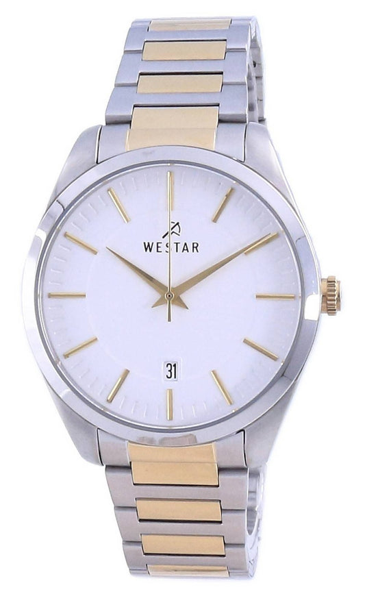 Westar White Dial Two Tone Stainless Steel Quartz 50213 CBN 101 Herrklocka