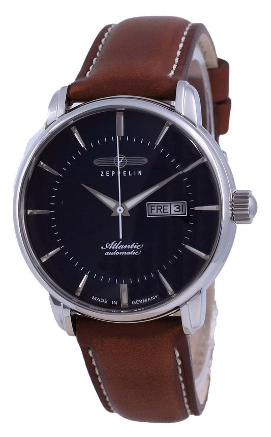 Zeppelin Atlantic Blue Dial Leather Automatic 8466-3 84663 Herrklocka