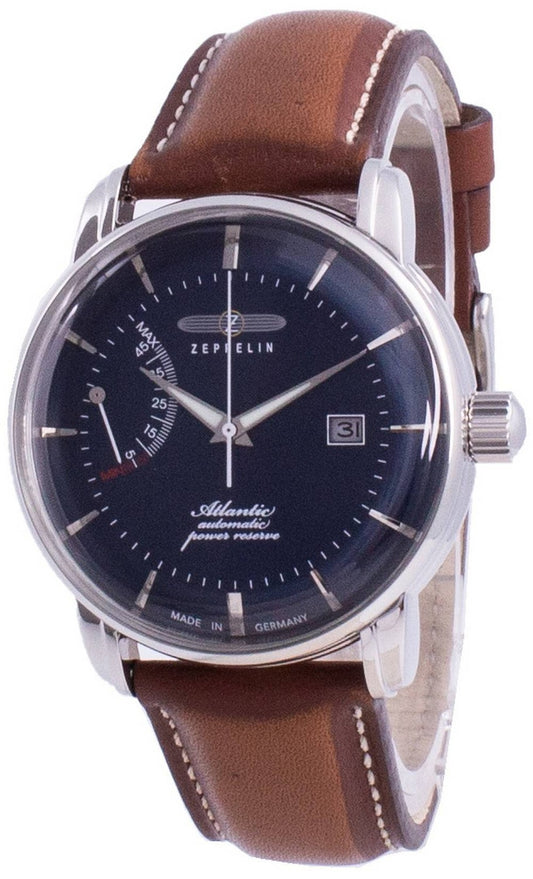 Zeppelin Atlantik Blue Dial Läderrem Automatisk 8462-3 84623 Herrklocka