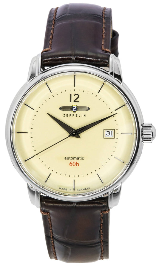 Zeppelin LZ 120 Bodensee Läderrem Beige Urtavla Automatisk 81605 Herrklocka